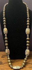 Vintage 1970s Japanese Artisan Brass & Cloisonné Enamel Bead Necklace Statement