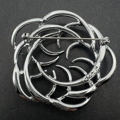 Vintage Signed Sarah Coventry Tailored Swirl Textured Silver Tone Brooch Pin