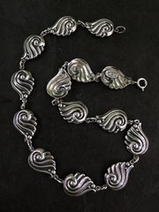 VINTAGE DANECRAFT STERLING SILVER DECO SWIRL LINK NECKLACE 19.5 Grams 15″ L x 1″