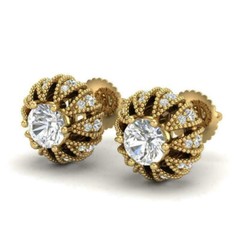 2.70Ct Art Deco Style Round Diamond Engagement Anniversary 14K Gold FN Earrings