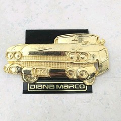 VTG Diana Marco 1959 Cadillac Convertible Pin Brooch Gold-toned Plated Pewter