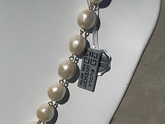 NOS Simulated Pearl + Rhinestone Bijoux GIVENCHY Goldtone Necklace!!!
