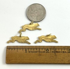 Vintage Rabbit Charm Lot Running Rabbit Necklace Pendant Brass Jewelry- As Is
