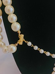 Vintage Two Strand White Pearls Hook Adjustable Clasp