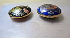 Vintage Cloisonne Flower & Butterfly Superb Pendants Gold Fill Lining Enamel GT