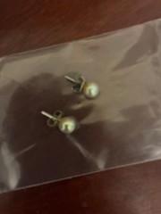 VTG 1970s Pearl Stud Earrings Silver Posts High Luster
