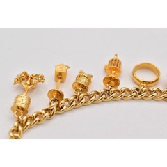 Vintage 12 Days of Christmas Charm Bracelet Gold Tone Chain Holiday 1980s BinD