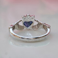 1 Ct Alexandrine Heart Shape Stone Celtic Claddagh Ring in 935 Argentium Silver