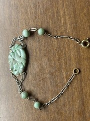 Antique Chinese Old Mine Art Deco Edwardian Jade Carved bracelet