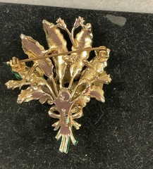 VINTAGE SINGED EXQUISITE ENAMEL PRIMROSE FLOWER BROOCH/PIN BIRTHDAY MONTH SERIES