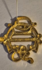 CHRISTIAN DIOR Insignia Brooch. Authentic, GP Monogram, Signed French Designer