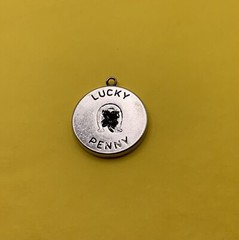 Vintage Sterling Silver Green Enamel 1957 Lucky Penny Bracelet Charm