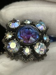 Florenza Signed Demi-Parure Bracelet & Clip On Earrings Set with Aurora Borealis
