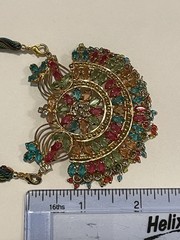 Vintage India Jadau Kundan Style Bollywood Gold Tone Bib Necklace