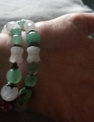 vintage wrap bracelet sterling silver green and lavender jadeite cloisonne beads