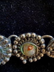 Traditional Afghan MetalWork Sweater Guard With Agate + Other Stones