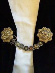 Traditional Afghan MetalWork Sweater Guard With Agate + Other Stones