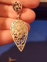 Sterling Silver White Stone Dangle Earrings