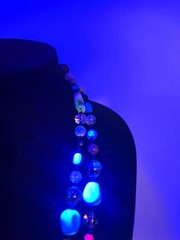 Vintage Artisan Lampwork Glass Necklace Multicolor UV Reactive Glowing Beads