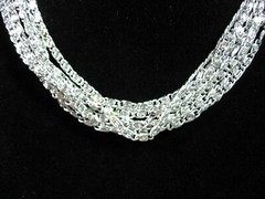 Sarah Coventry SILVERY CASCADE Multi 8 Strand NECKLACE Vintage Silvertone 16″