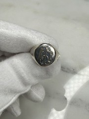 925 Sterling Silver Vintage Engraved Monogram Signet Ring Size 7