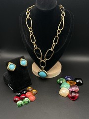 🔥JOAN RIVERS Interchangeable Link Necklace & Earring Set Multiple Colors.