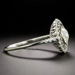 Art Deco Style Lab Created Diamond Engagement Wedding 14K White Gold Finish Ring