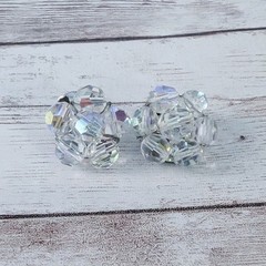 Vintage Clip On Earrings – Mismatched – Iridescent Cluster Earrings