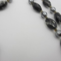 Vintage Hong Kong Necklace Beaded Black Gray Double Strand 23 Inch