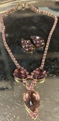 Antique Czech Czechoslovakia Bohemian Amethyst Glass Rhinestone Demi Parure Set