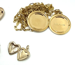 Vintage to Now Jewelry Pendant & Charm Lockets Gold & Silver Tone Lot of 12