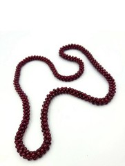 Vintage 23″ Woven Natural Garnet Seed Bead Rope Necklace 107g