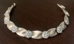 Vtg Crown Trifari Alfred Philippe Clear Stone Birthday Ribbon Gold Tone Bracelet