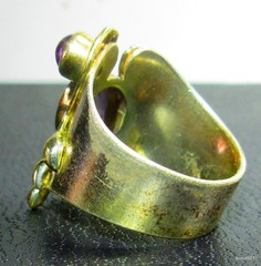 VTG Yossi Ezra Studio YES Sterling Vermeil Amethyst Garnet Modernist Ring Size 7