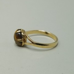 Vintage 10k Yellow Gold Filled Tigers Eye Cabochon Ring Size 5 Band