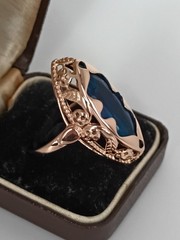 Vintage 1990-s 14 Ct Rolled Gold Sapphire Ring Size P US 7 1/2-HALLMARKED 585