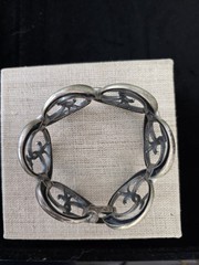 Italian designer Ottaviani wide sterling silver floral theme vintage bracelet