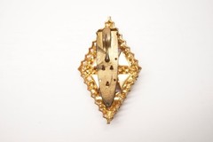 Vintage brooch Gablonz rhinestone pink glass stones gold-plated 5.5 cm.