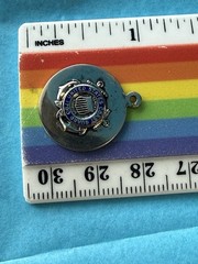 Vintage Enamel United States Coast Guard Sterling Silver Charm Pendant 4.4g
