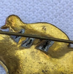 Antique Glass Glitter on Brass Race Horse & Jockey Brooch Pin C Clasp AS IS D92