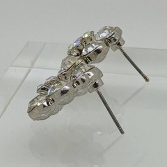 Vintage 1990s Swarovski Crystal AB Cluster Stud Earrings Silver Tone Flower NOS