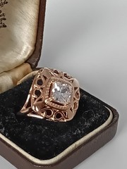 Vintage 1990-s 14 Ct Rolled Gold Zircon Ring Size UK P US 7 1/2- Hallmarked!