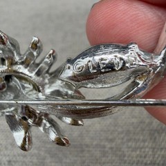 Vintage Ledo Polcini Brooch Pave Coneflower Clear Rhinestones 3 Inches Signed