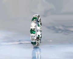 Emerald With Diamond Ring Birthday Gifts For Her Round Stacking Ring Birthstone