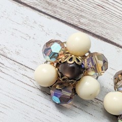 Vintage Clip On Earrings Cream & Other Colors Cluster