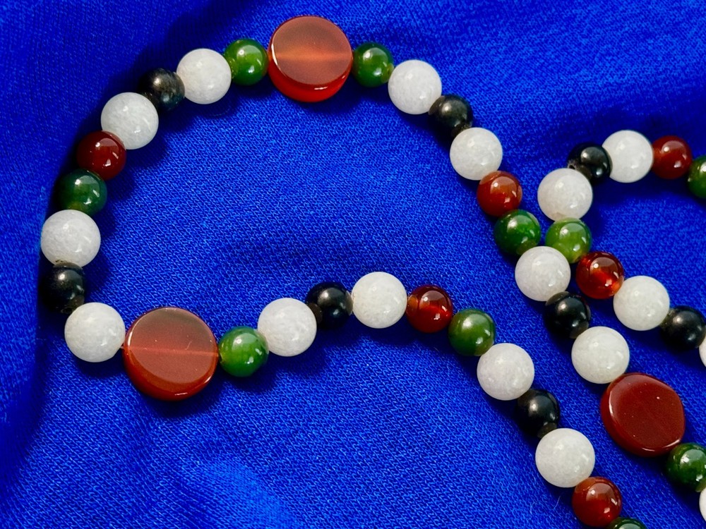 Vintage Asian Multi-Color Jade Necklace, family owned for over 60 years. Perfect