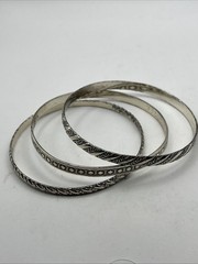 3 Vintage DANECRAFT Sterling Silver Bangle Bracelets -2.5″ Diam 34.1 Grams