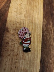 Vintage Strawberry Shortcake Metal Enamel Brooch Pin Jewelry Marked AGC 1980