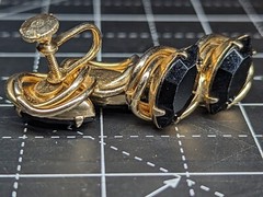 Screw On Earrings Unsigned – Black Stones Set – 1960s Style USA Seller