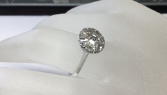 ANTIQUE ART DECO NATURAL ROSE CUT DIAMOND CLUSTER ENGAGEMENT RING 11K WG
